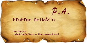 Pfeffer Arikán névjegykártya